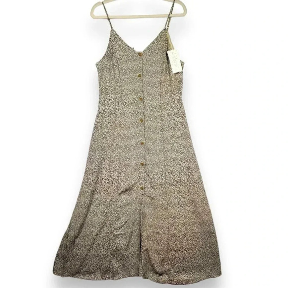 NWT Sienna Sky Animal Print Slit Front Button Down Camisole Dress Tie Waist Lg - Picture 3 of 14